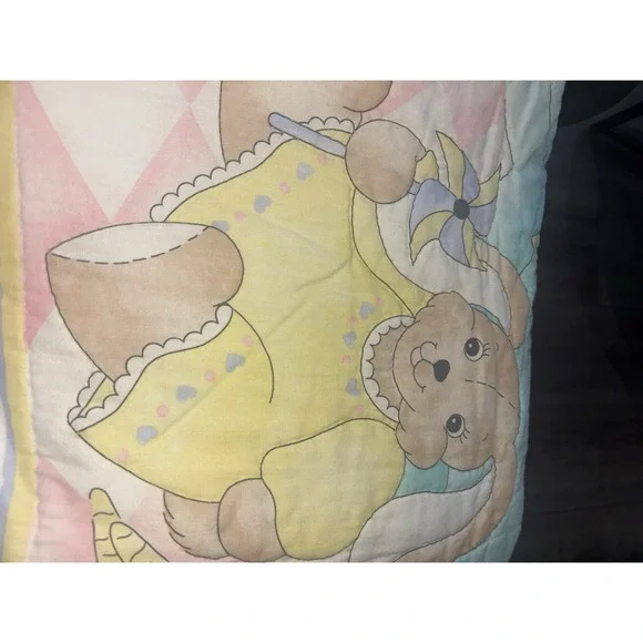 Vintage Baby Bear, Bunny And pinwheel Baby And toddler Comforter TOTE 2 - Picture 5 of 6